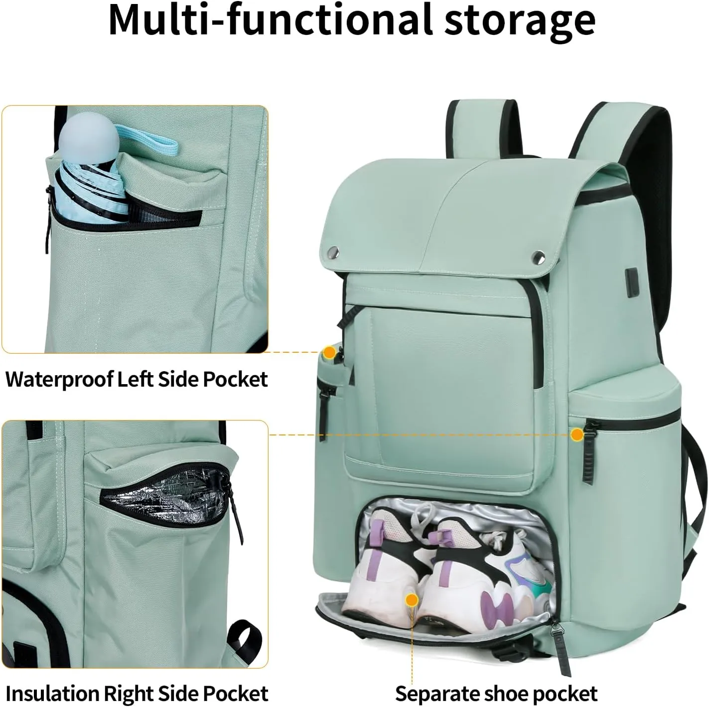 Travel Backpack TSA Friendly Flight Approved Carry on Backpack Nylon Water-resistant Business Large Weekender Bag Casual Daypack 17.3" Laptop Computer Backpack for Men Women(Light Green)