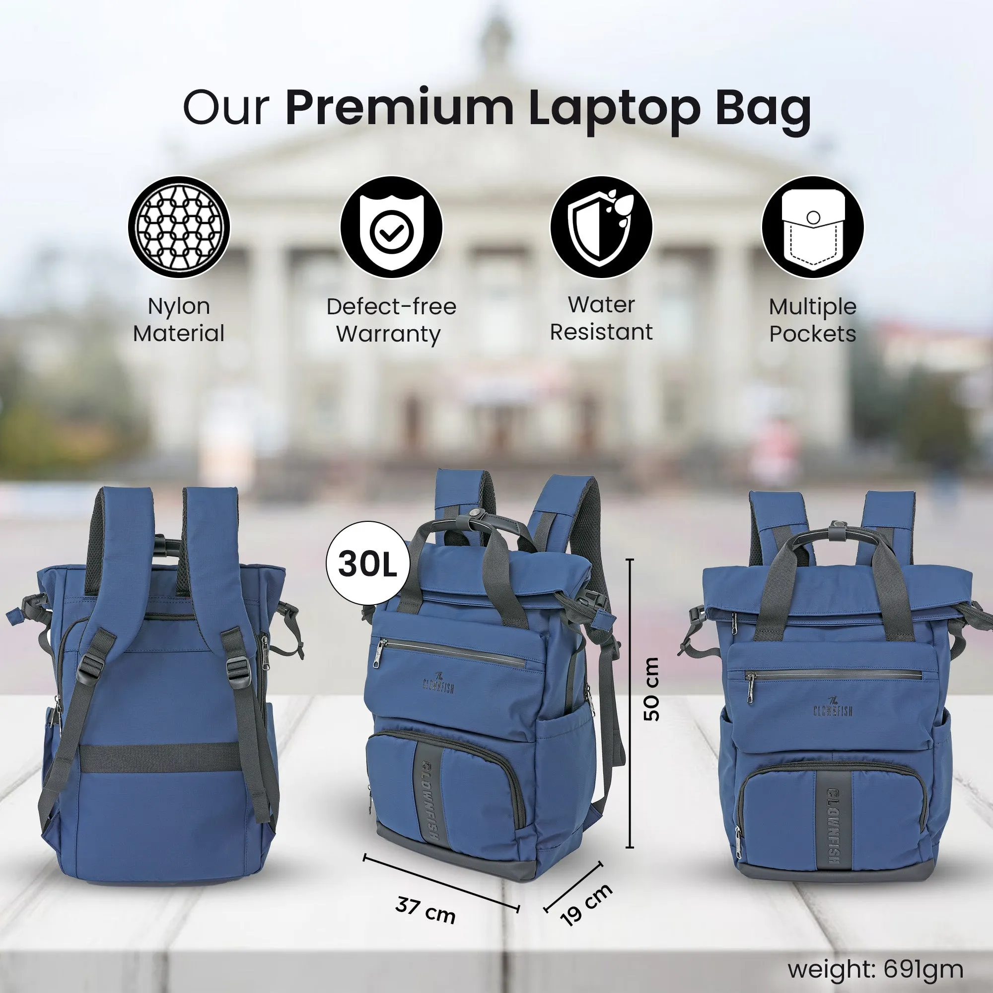 Travel Laptop Backpack - Water-Resistant, Large Capacity | Fits 15.6" Laptop | Navy Blue