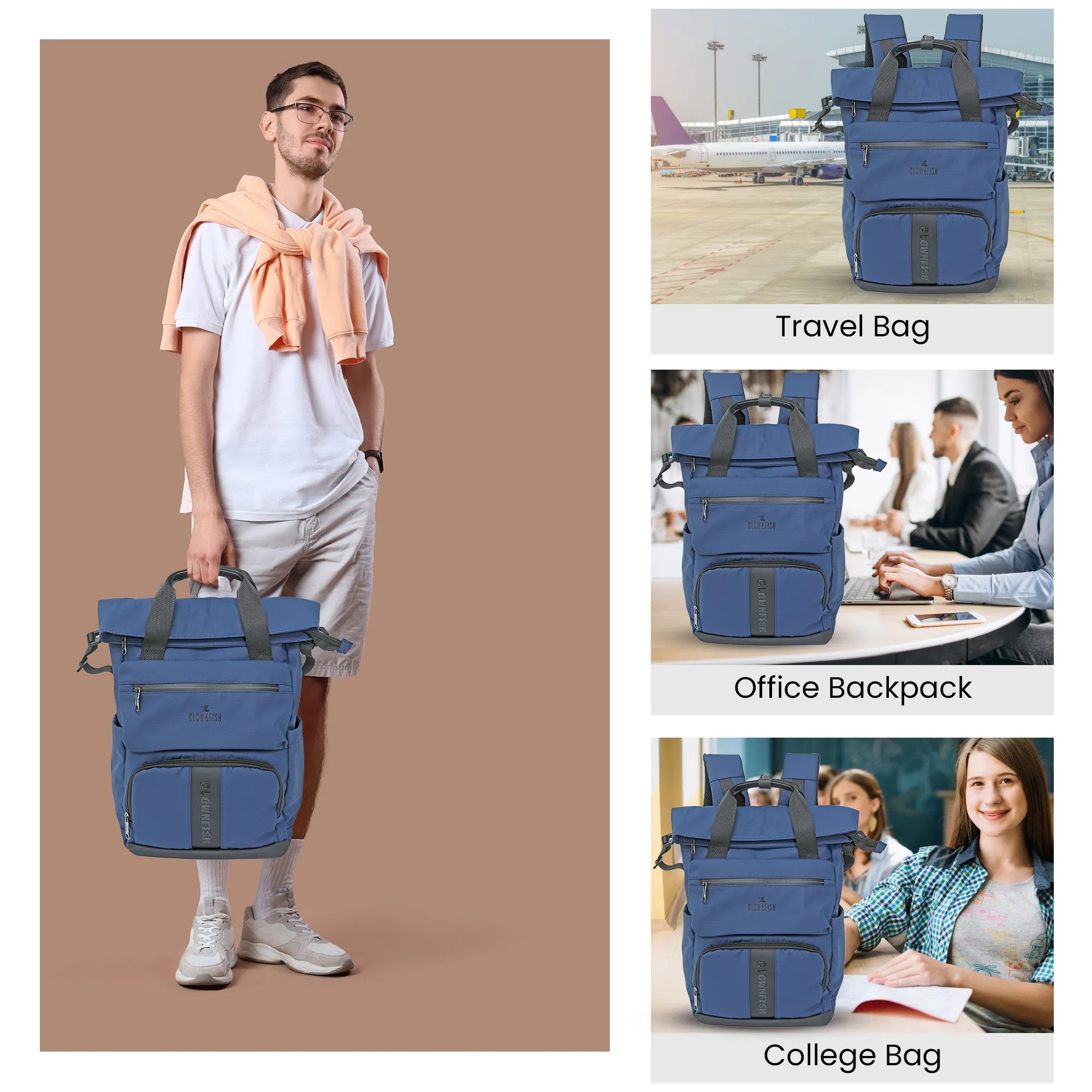 Travel Laptop Backpack - Water-Resistant, Large Capacity | Fits 15.6" Laptop | Navy Blue