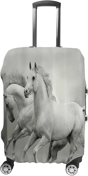 Travel Luggage Cover, Animal Luggage Cover Suitcase Protector, Running Horses Symbolize Passion and Appetite for Freedom, Fits 30-32 Inch Luggage, Travel Summer Beach Holiday, Black and White