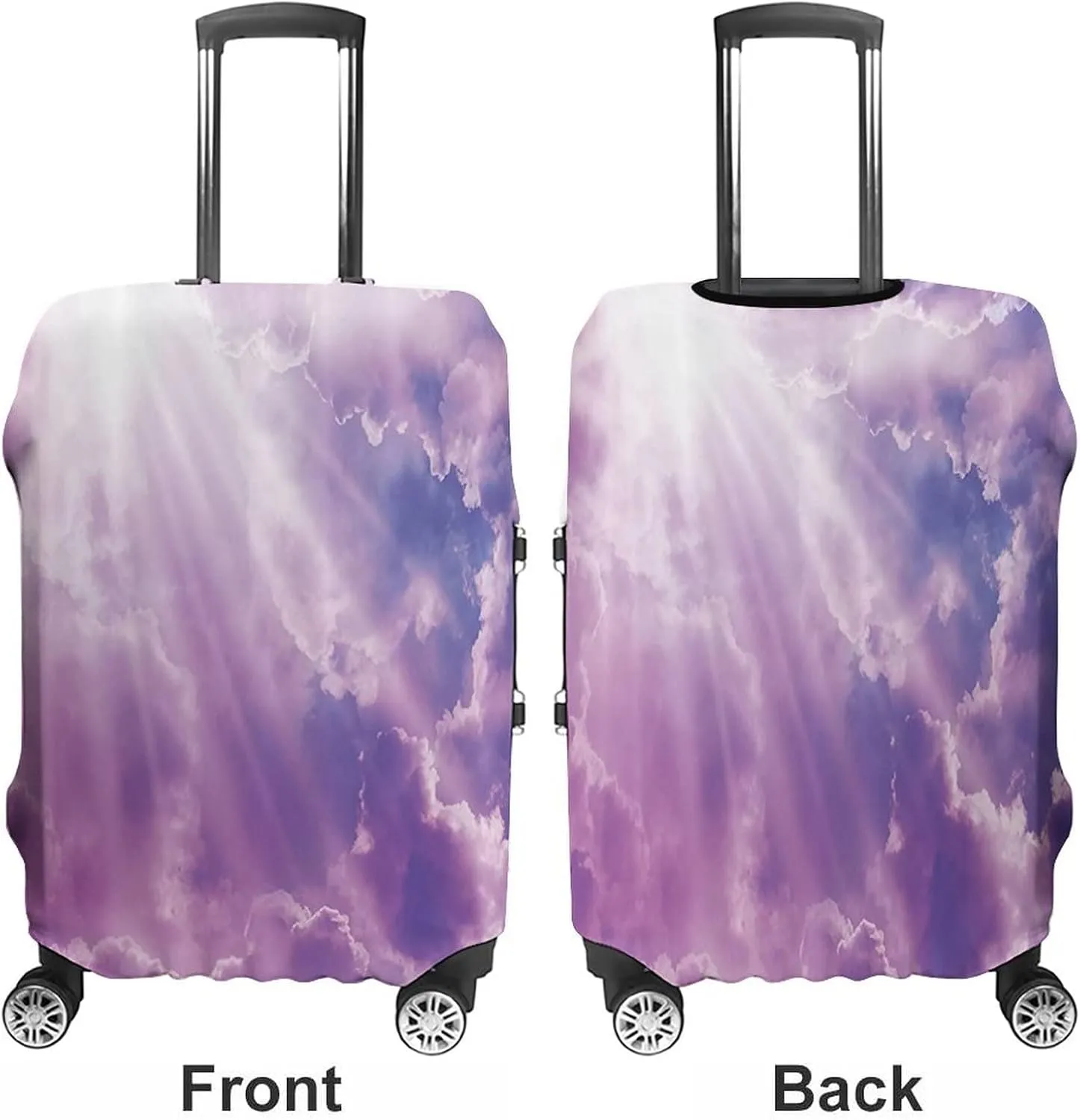 Travel Luggage Cover, Apartment Decor Luggage Cover Suitcase Protector, Dramatic Magical Sky Sun and Heavy Clouds, Fits 30-32 Inch Luggage, Travel Summer Beach Holiday, Purple White
