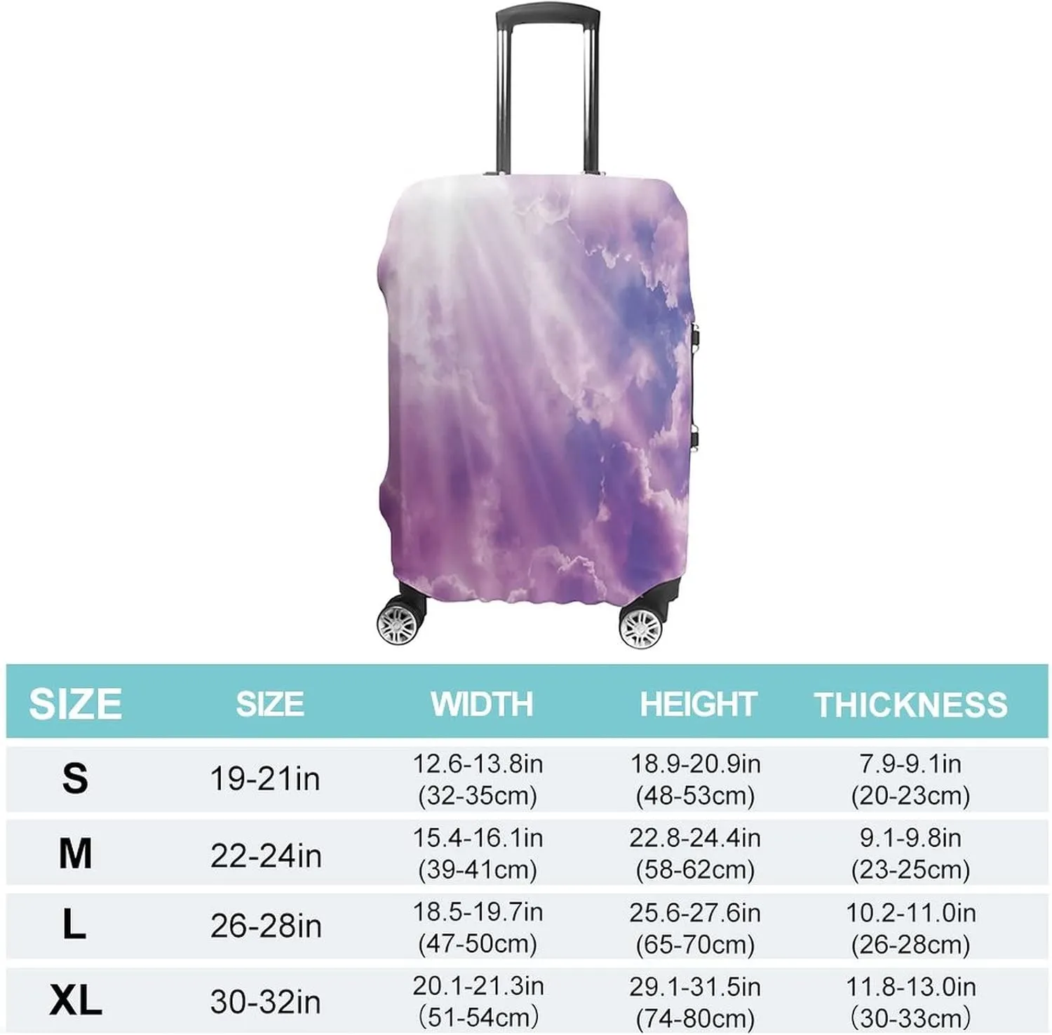 Travel Luggage Cover, Apartment Decor Luggage Cover Suitcase Protector, Dramatic Magical Sky Sun and Heavy Clouds, Fits 30-32 Inch Luggage, Travel Summer Beach Holiday, Purple White