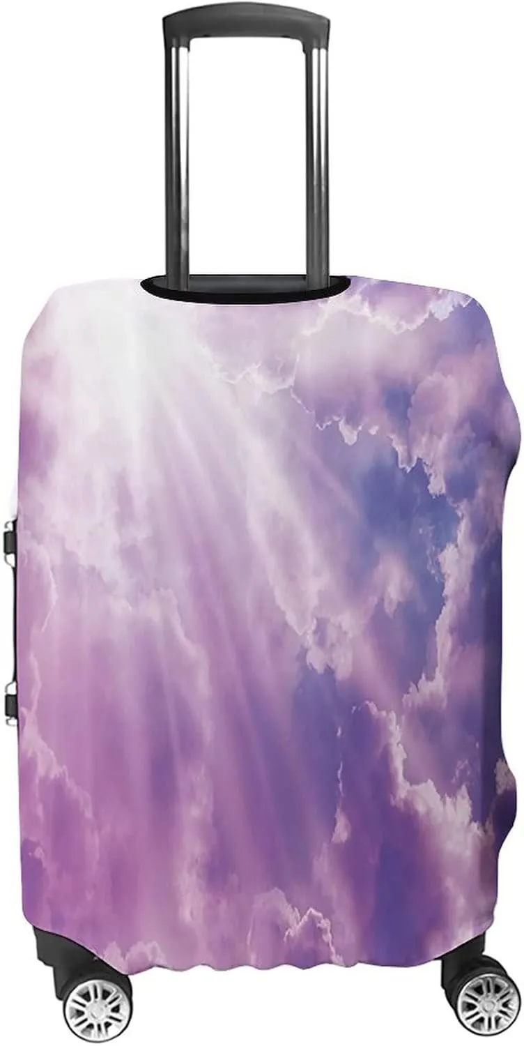 Travel Luggage Cover, Apartment Decor Luggage Cover Suitcase Protector, Dramatic Magical Sky Sun and Heavy Clouds, Fits 30-32 Inch Luggage, Travel Summer Beach Holiday, Purple White