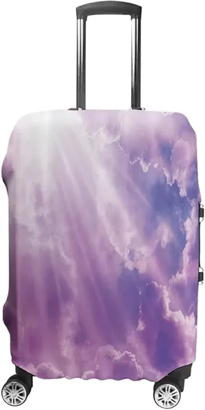 Travel Luggage Cover, Apartment Decor Luggage Cover Suitcase Protector, Dramatic Magical Sky Sun and Heavy Clouds, Fits 30-32 Inch Luggage, Travel Summer Beach Holiday, Purple White