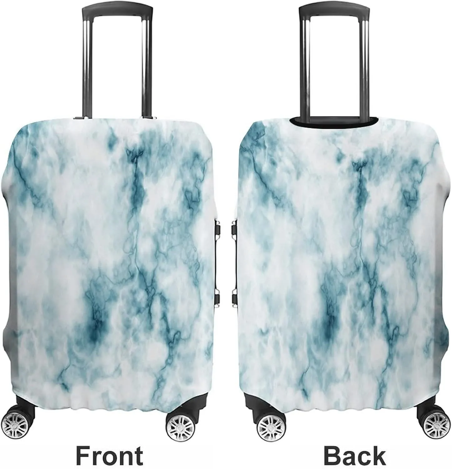 Travel Luggage Cover, Apartment Decor Travel Suitcase Cover, Fluffy Cloud Skyline Like Marble Motif with, Fits 30-32 Inch Luggage, Washable Dustproof Anti-Scratch, Blue White