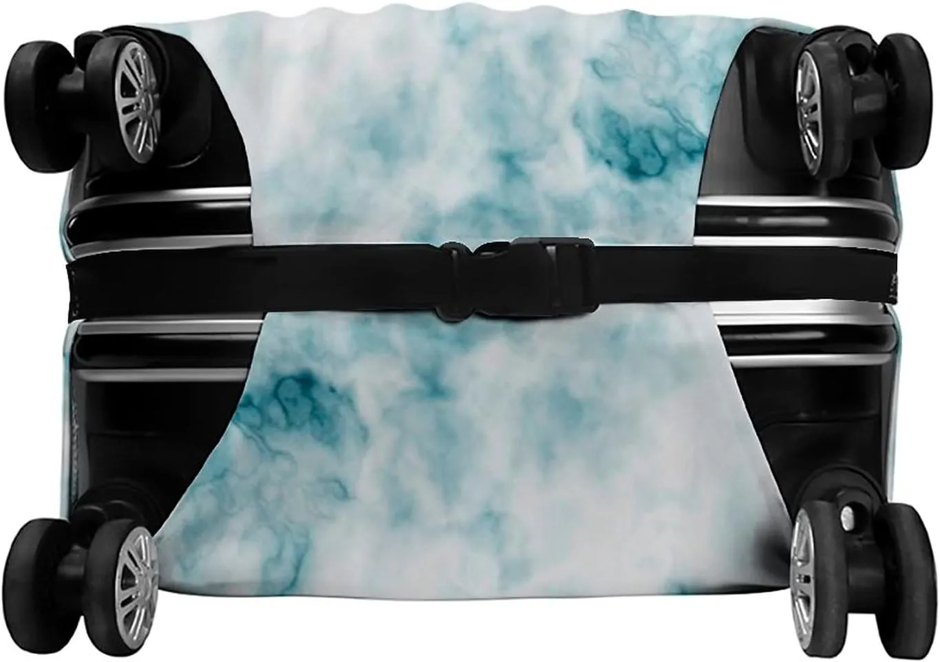 Travel Luggage Cover, Apartment Decor Travel Suitcase Cover, Fluffy Cloud Skyline Like Marble Motif with, Fits 30-32 Inch Luggage, Washable Dustproof Anti-Scratch, Blue White