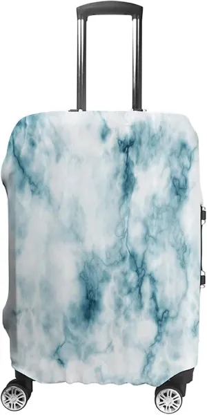 Travel Luggage Cover, Apartment Decor Travel Suitcase Cover, Fluffy Cloud Skyline Like Marble Motif with, Fits 30-32 Inch Luggage, Washable Dustproof Anti-Scratch, Blue White