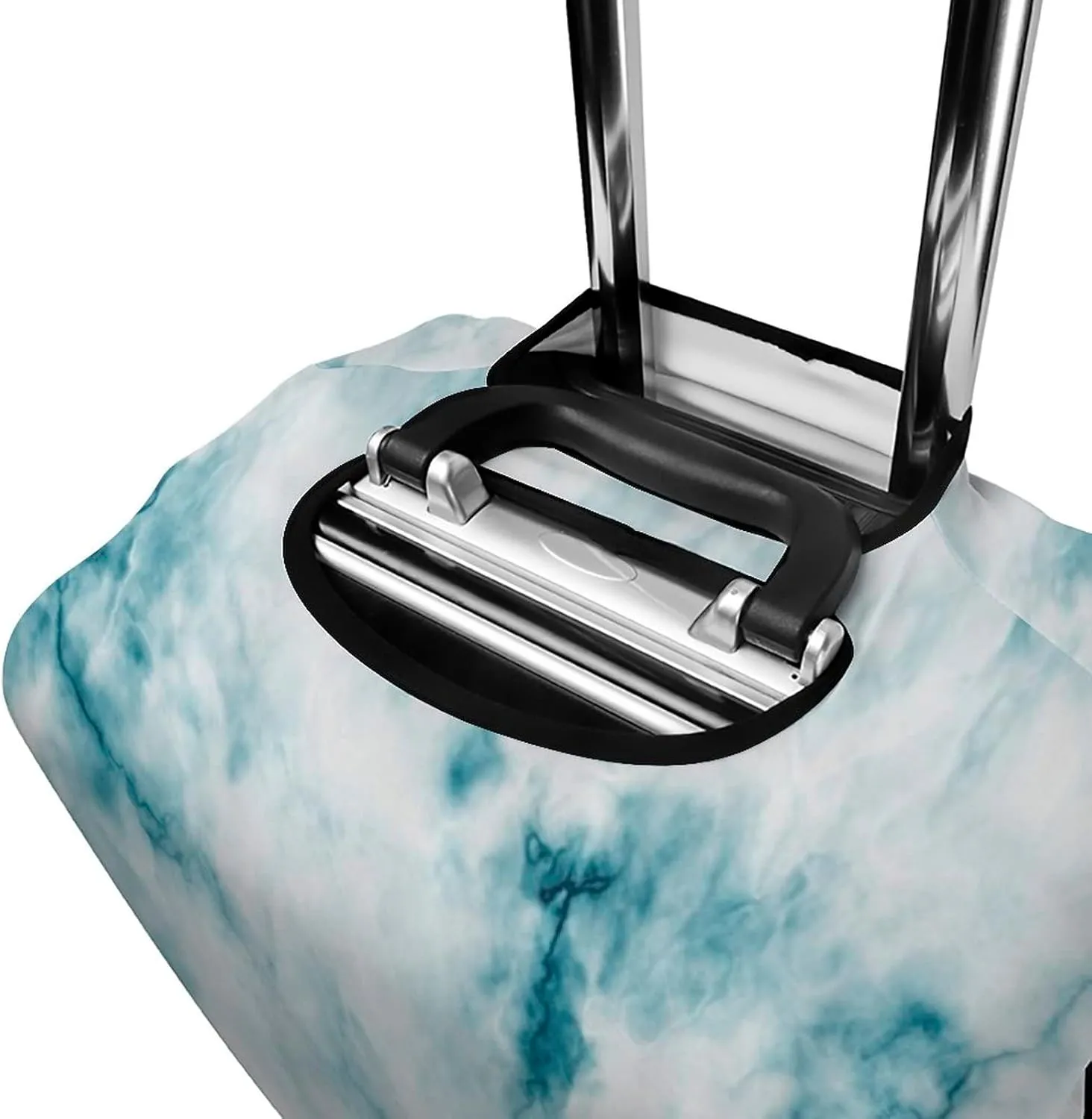 Travel Luggage Cover, Apartment Decor Travel Suitcase Cover, Fluffy Cloud Skyline Like Marble Motif with, Fits 30-32 Inch Luggage, Washable Dustproof Anti-Scratch, Blue White