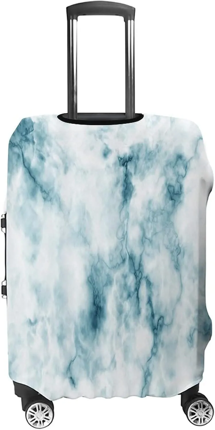 Travel Luggage Cover, Apartment Decor Travel Suitcase Cover, Fluffy Cloud Skyline Like Marble Motif with, Fits 30-32 Inch Luggage, Washable Dustproof Anti-Scratch, Blue White