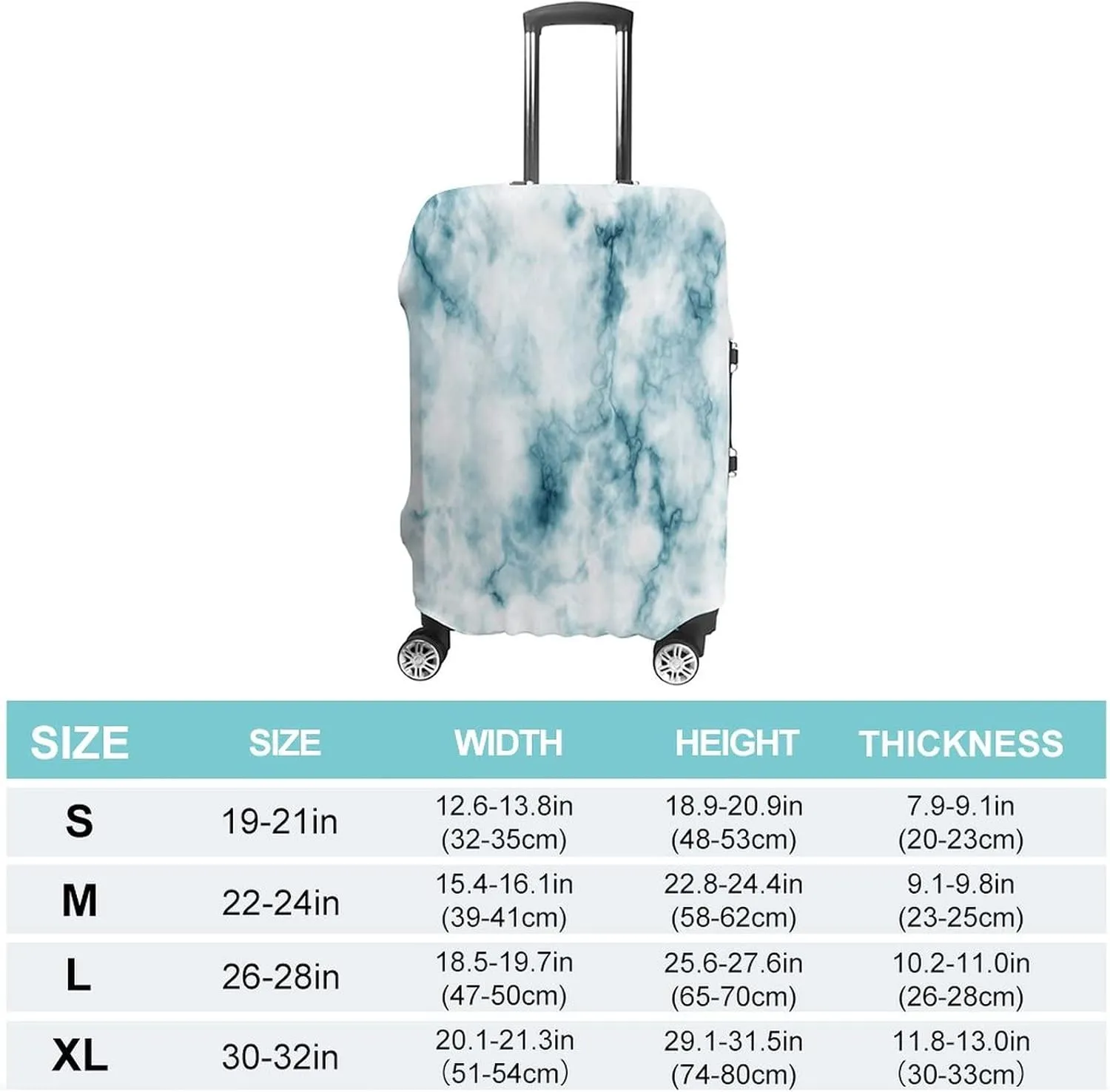 Travel Luggage Cover, Apartment Decor Travel Suitcase Cover, Fluffy Cloud Skyline Like Marble Motif with, Fits 30-32 Inch Luggage, Washable Dustproof Anti-Scratch, Blue White