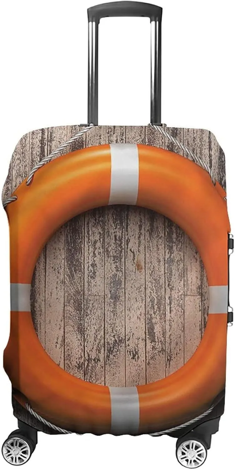 Travel Luggage Cover, Buoy Travel Suitcase Cover, Wooden Hardwood Grunge, Fits 22-24 Inch Luggage, Washable Dustproof Anti-Scratch, Multicolor
