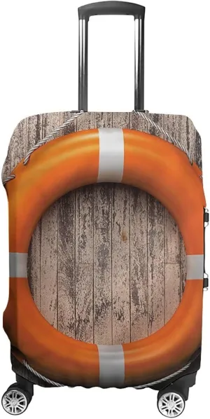 Travel Luggage Cover, Buoy Travel Suitcase Cover, Wooden Hardwood Grunge, Fits 22-24 Inch Luggage, Washable Dustproof Anti-Scratch, Multicolor
