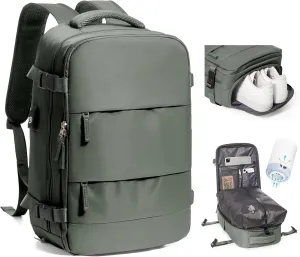 Travel Vacuum Backpack, Seal Compression Airback Vacpack with Travel Pump, Carry On Suitcase Luggage Flight Approved for Men Women Personal Item, Green