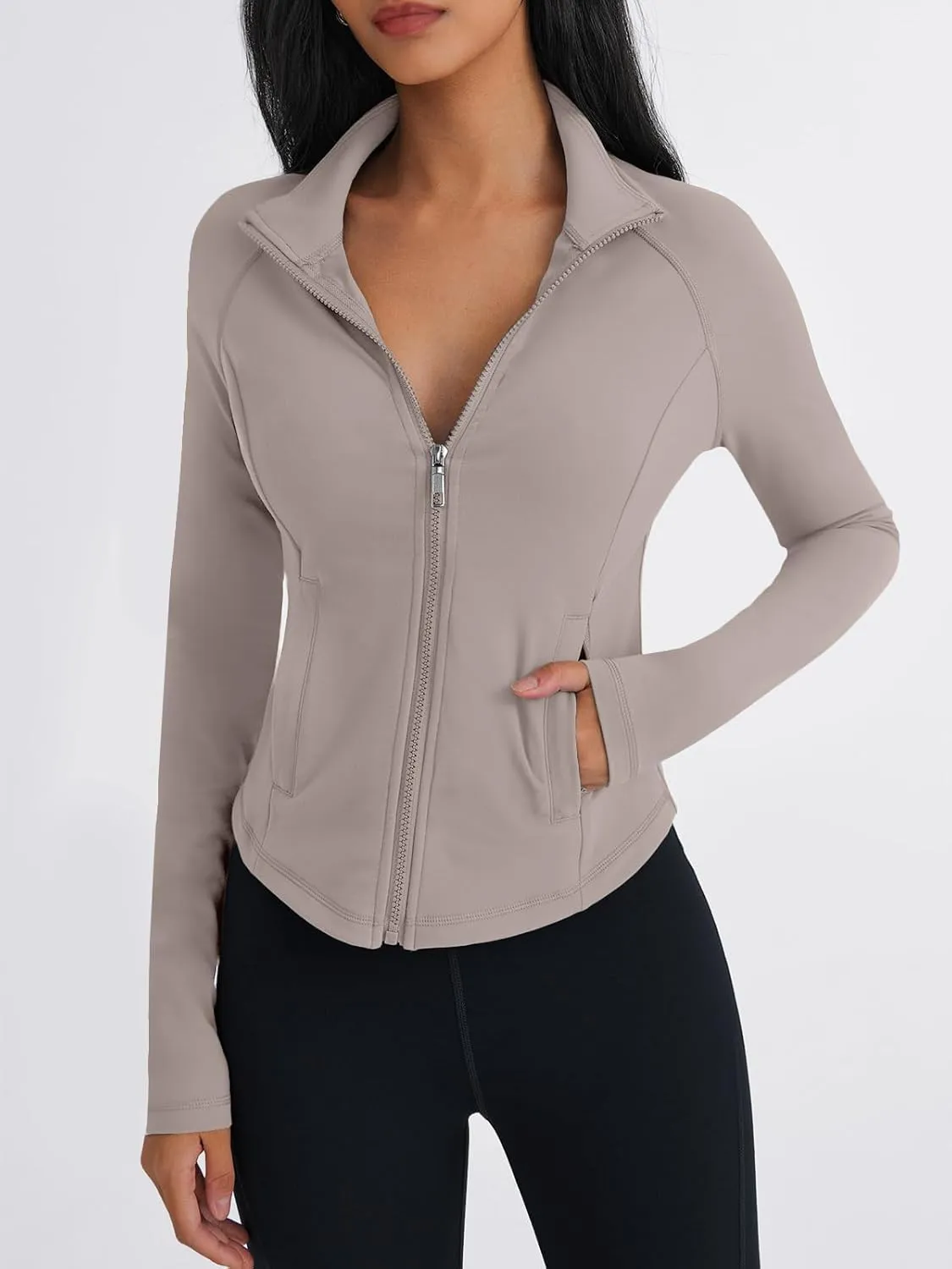 Trendy Queen Women's Full Zip Up Scrubs Lightweight Jacket Cropped Long Sleeve Workout Sweatshirts Slim Fit Running Hoodies
