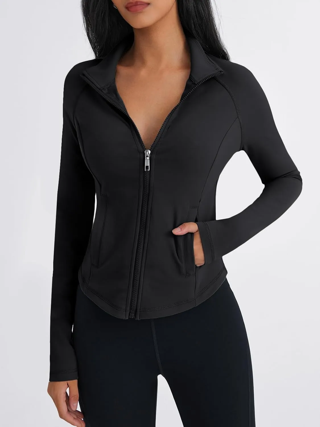 Trendy Queen Women's Full Zip Up Scrubs Lightweight Jacket Cropped Long Sleeve Workout Sweatshirts Slim Fit Running Hoodies