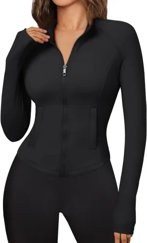 Trendy Queen Women's Full Zip Up Scrubs Lightweight Jacket Cropped Long Sleeve Workout Sweatshirts Slim Fit Running Hoodies