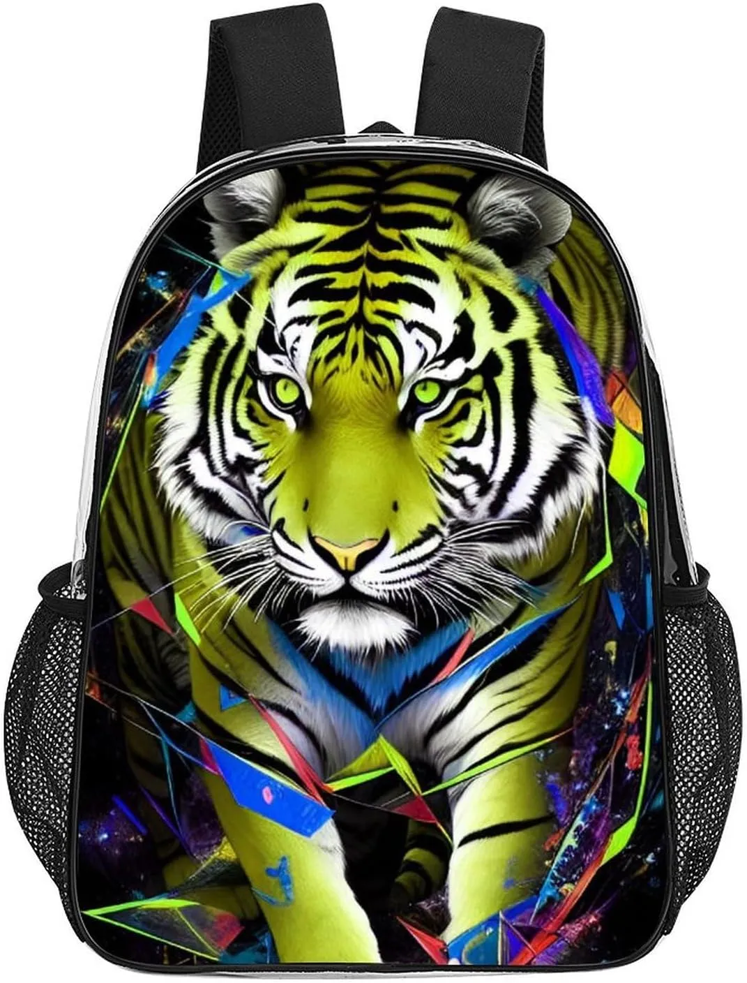 Trippy Tiger Animal Art Rucksack Transparent Anti-Theft Multipurpose Carry On Bag Large Capacity Travel and Sport Backpack Rucksack With Smooth Zippers