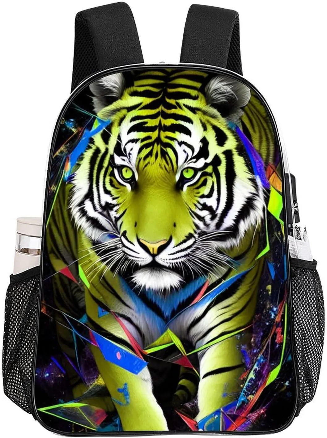 Trippy Tiger Animal Art Rucksack Transparent Anti-Theft Multipurpose Carry On Bag Large Capacity Travel and Sport Backpack Rucksack With Smooth Zippers
