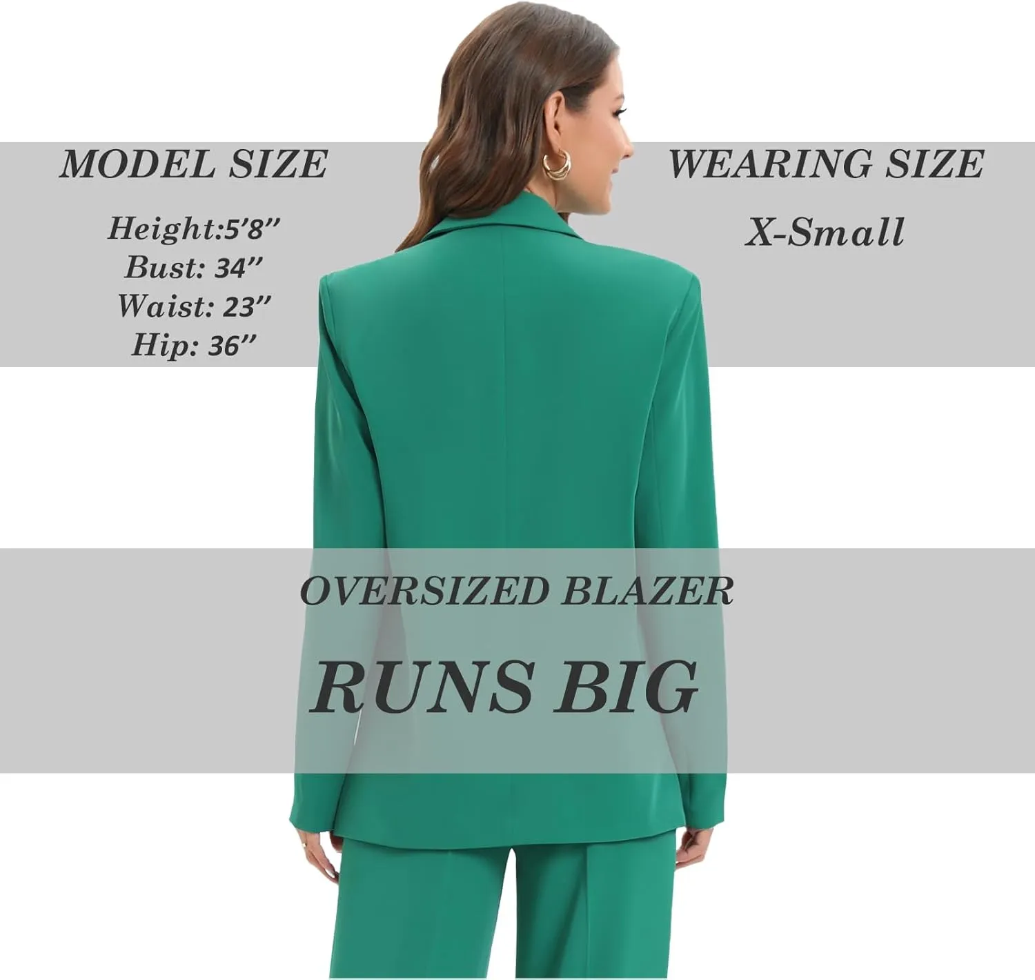 TRNY Women's Oversized Double-Breasted Suit Blazer Jacket Long Sleeve Casual Boyfriend Style Work Office Blazer with Pockets