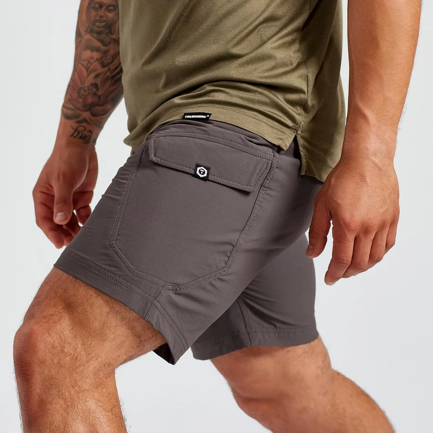 TRUEWERK Men’s Work Shorts - T1 Werkshorts, Moisture Wicking, Multi-Pocket, Tactical Cargo Shorts with 4-Way Stretch