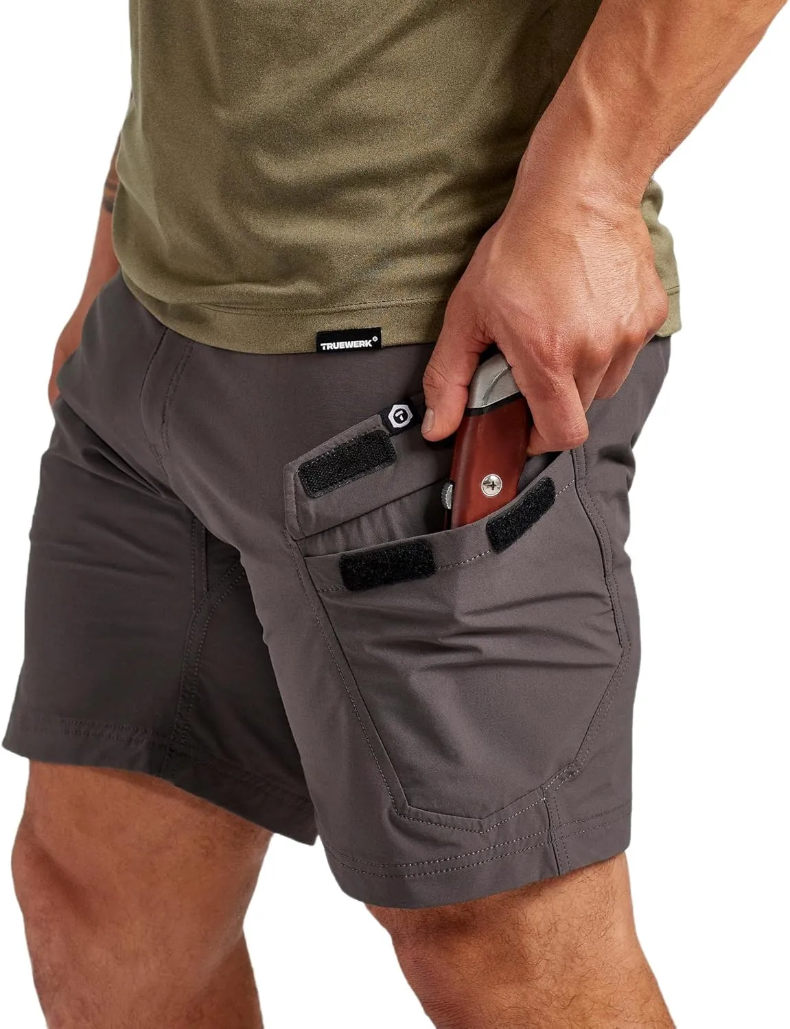 TRUEWERK Men’s Work Shorts - T1 Werkshorts, Moisture Wicking, Multi-Pocket, Tactical Cargo Shorts with 4-Way Stretch