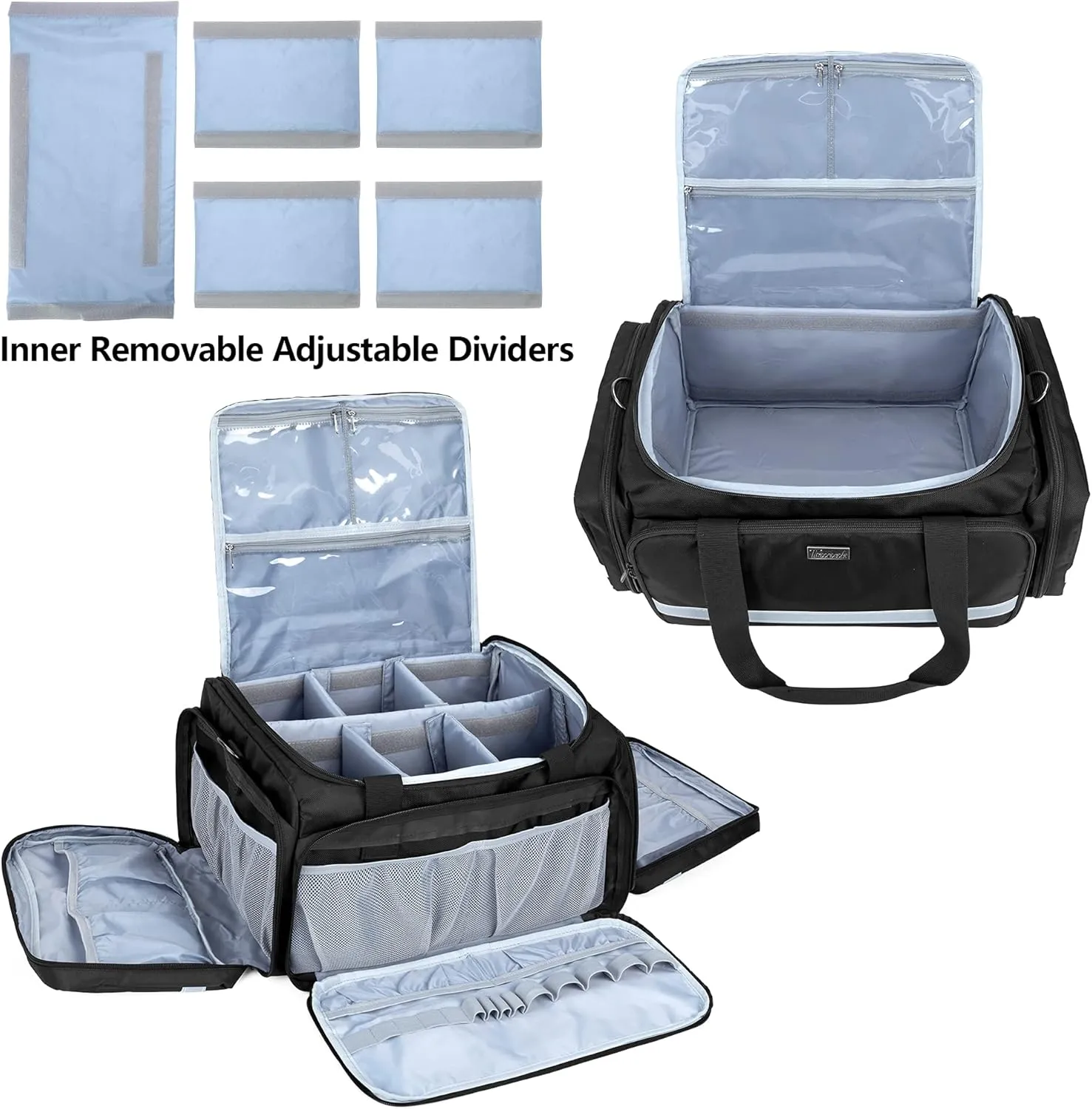 Trunab First Responder Bag Empty, Professional Medical Supplies Bag First Aid Kits Bag with Inner Dividers for Home Health Nurse, Community Care, EMT, EMS, Bag Only, Black - Patented Design