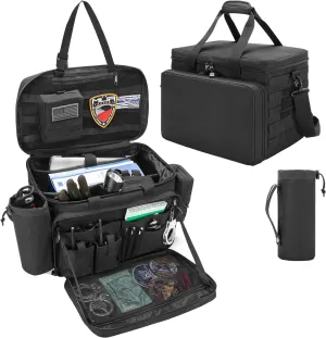 Trunab Patrol Bag Law Enforcement, Police Duty Bag, Car Front Seat Organizer Compatible with 15.6” Laptop, Multiple Compartment, Molle Webbing, Removable Strap, Detachable Kettle Bag