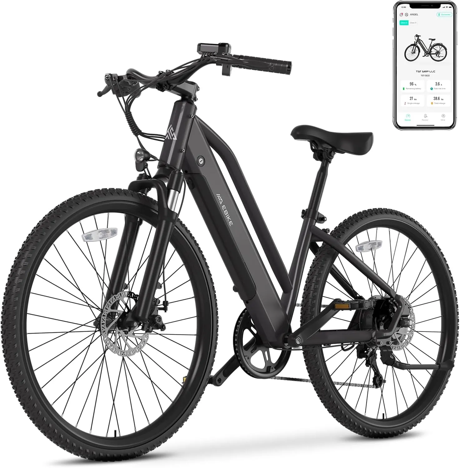 TST Electric Bike for Adults with Peak 750W Motor, 36V/480WH Removable Built-in Battery, 40Miles 25MPH City E Bike,7-Speed 26" Electric Bicycle for Commute