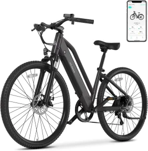 TST Electric Bike for Adults with Peak 750W Motor, 36V/480WH Removable Built-in Battery, 40Miles 25MPH City E Bike,7-Speed 26" Electric Bicycle for Commute