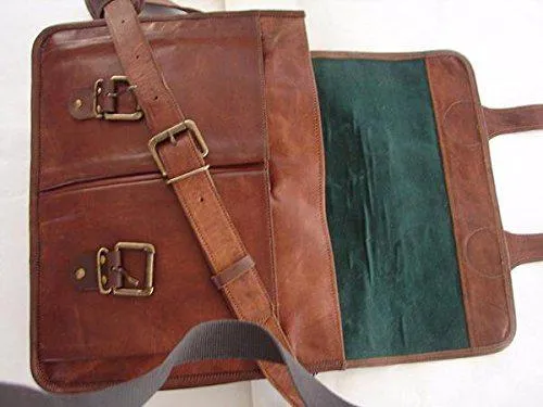 TUZECH Pure Leather Bag Unisex Office Formal Travel Brown Laptop Messenger Bag - Fits Laptop (11 Inches)
