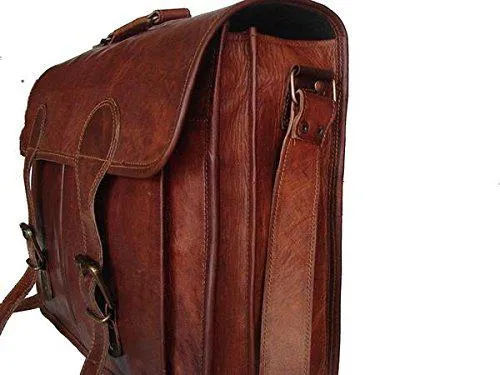 TUZECH Pure Leather Bag Unisex Office Formal Travel Brown Laptop Messenger Bag - Fits Laptop (11 Inches)