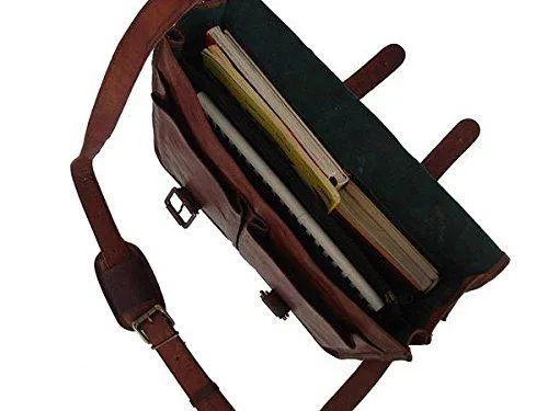 TUZECH Pure Leather Bag Unisex Office Formal Travel Brown Laptop Messenger Bag - Fits Laptop (11 Inches)