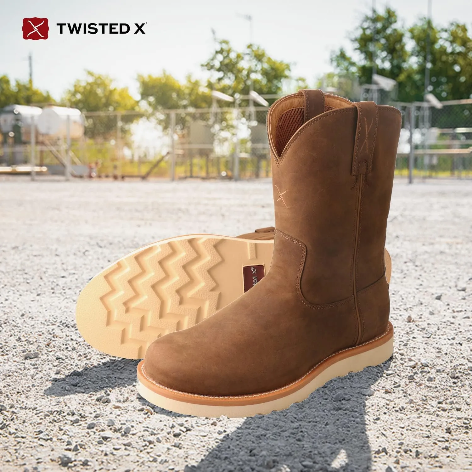 Twisted X Men's 10" Work Pull On Wedge Sole Boot, Round Toe
