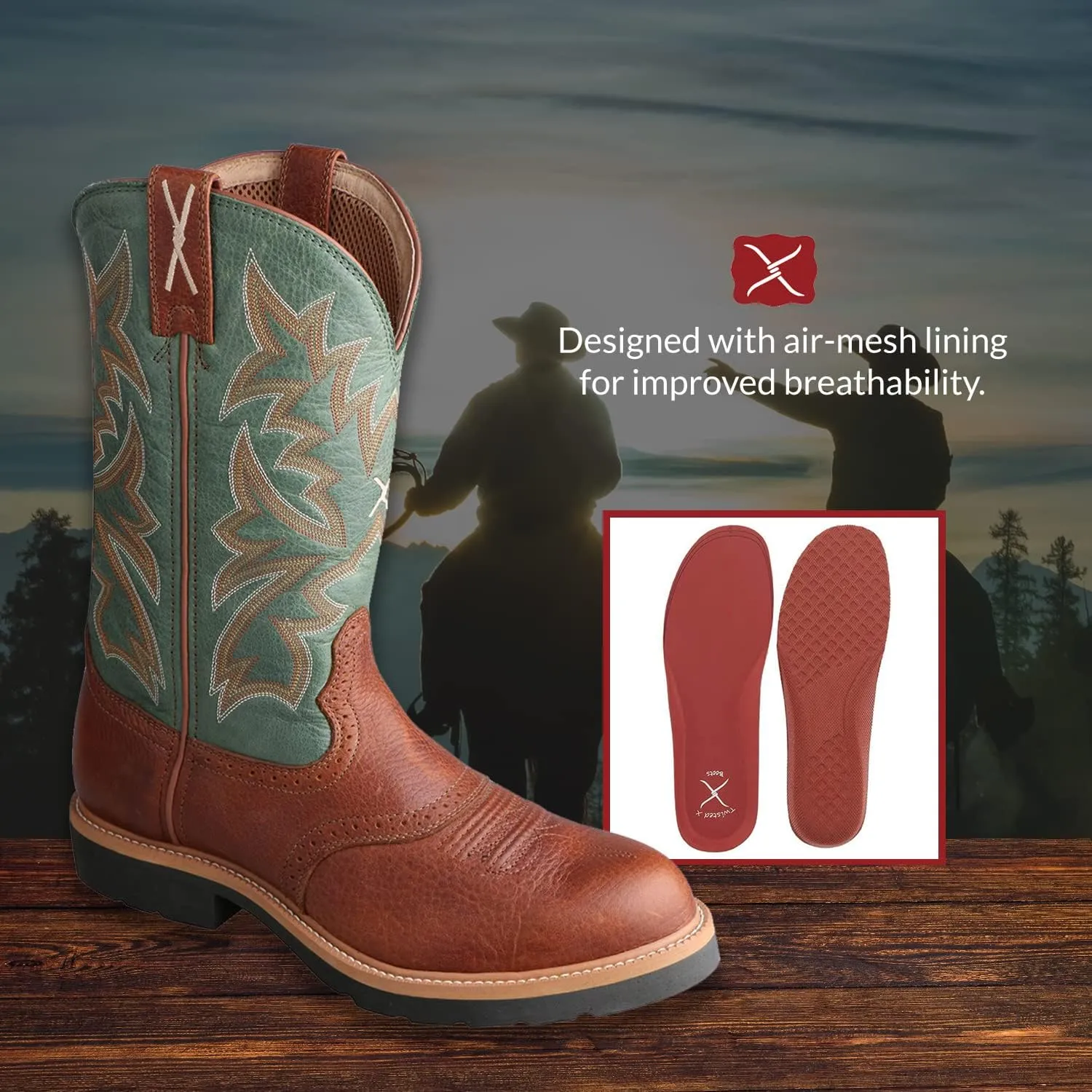 Twisted X Men's 11" Pull On Work Boot, Moc Toe Nano Toe with CellStretch