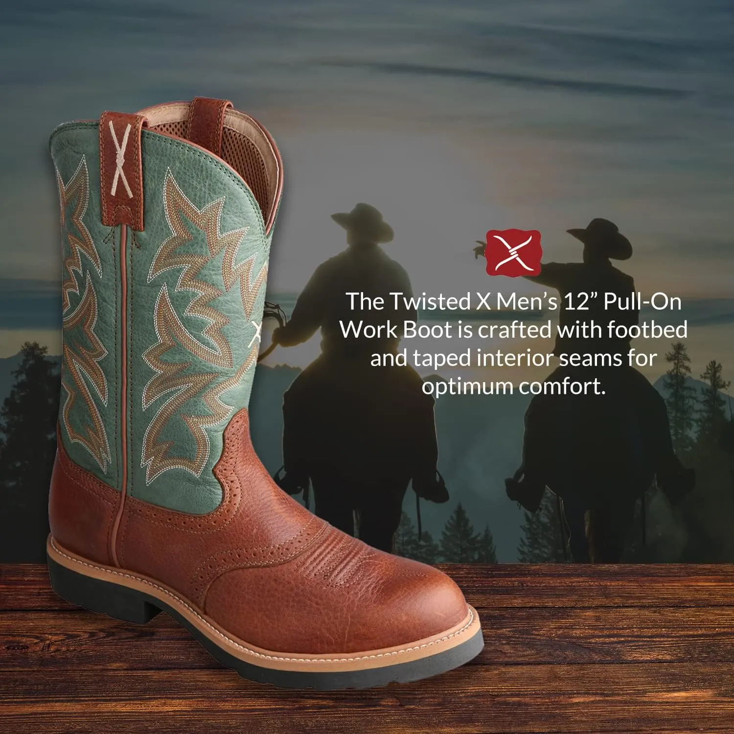 Twisted X Men's 11" Pull On Work Boot, Moc Toe Nano Toe with CellStretch