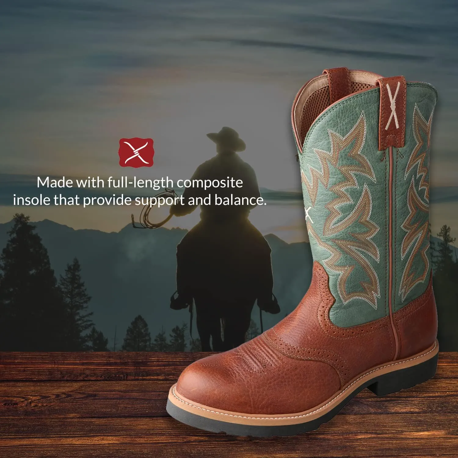 Twisted X Men's 11" Pull On Work Boot, Moc Toe Nano Toe with CellStretch