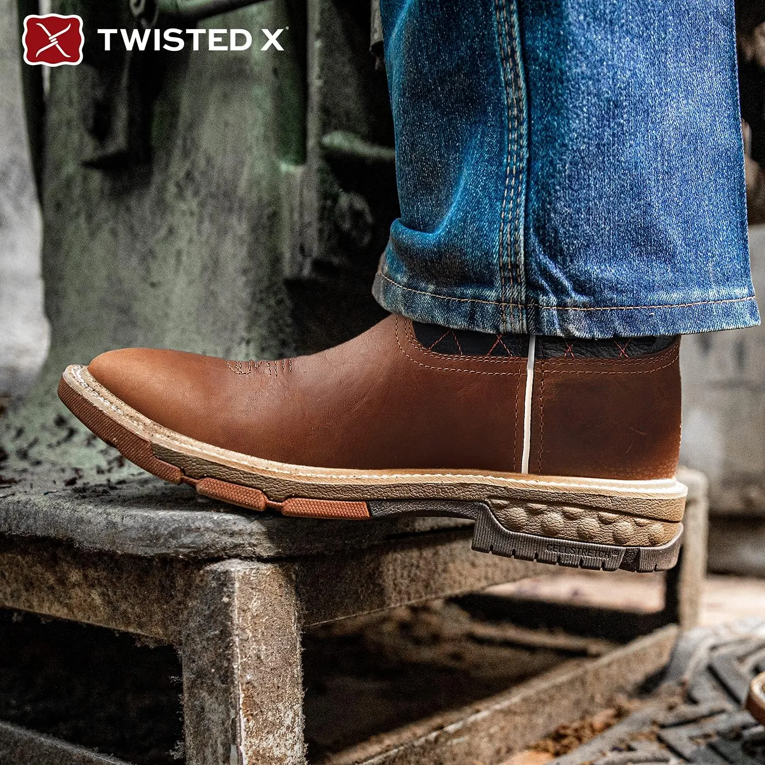 Twisted X Men's 11" Pull On Work Boot, Moc Toe Nano Toe with CellStretch