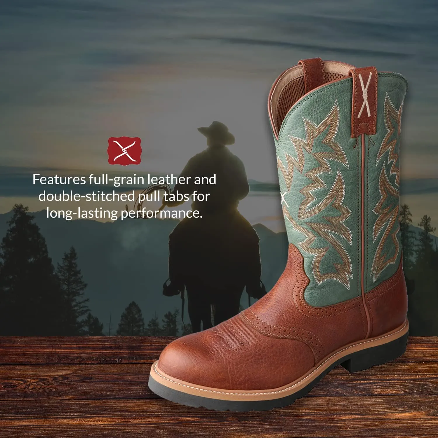 Twisted X Men's 11" Pull On Work Boot, Moc Toe Nano Toe with CellStretch