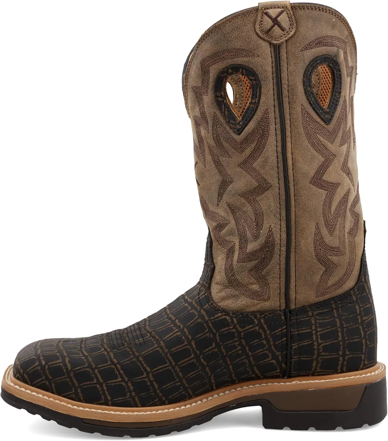 Twisted X Men's 12" Western Work Boot, Square Toe Alloy Toe with CellStretch