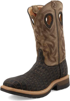 Twisted X Men's 12" Western Work Boot, Square Toe Alloy Toe with CellStretch
