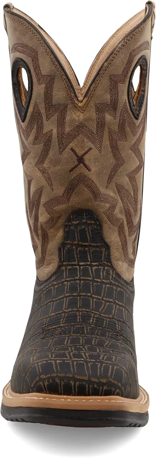 Twisted X Men's 12" Western Work Boot, Square Toe Alloy Toe with CellStretch