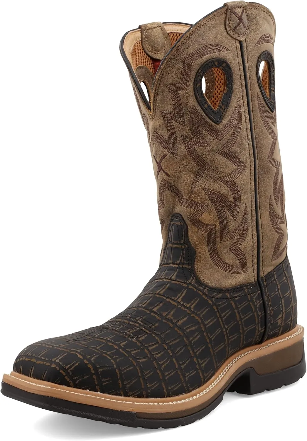 Twisted X Men's 12" Western Work Boot, Square Toe Alloy Toe with CellStretch