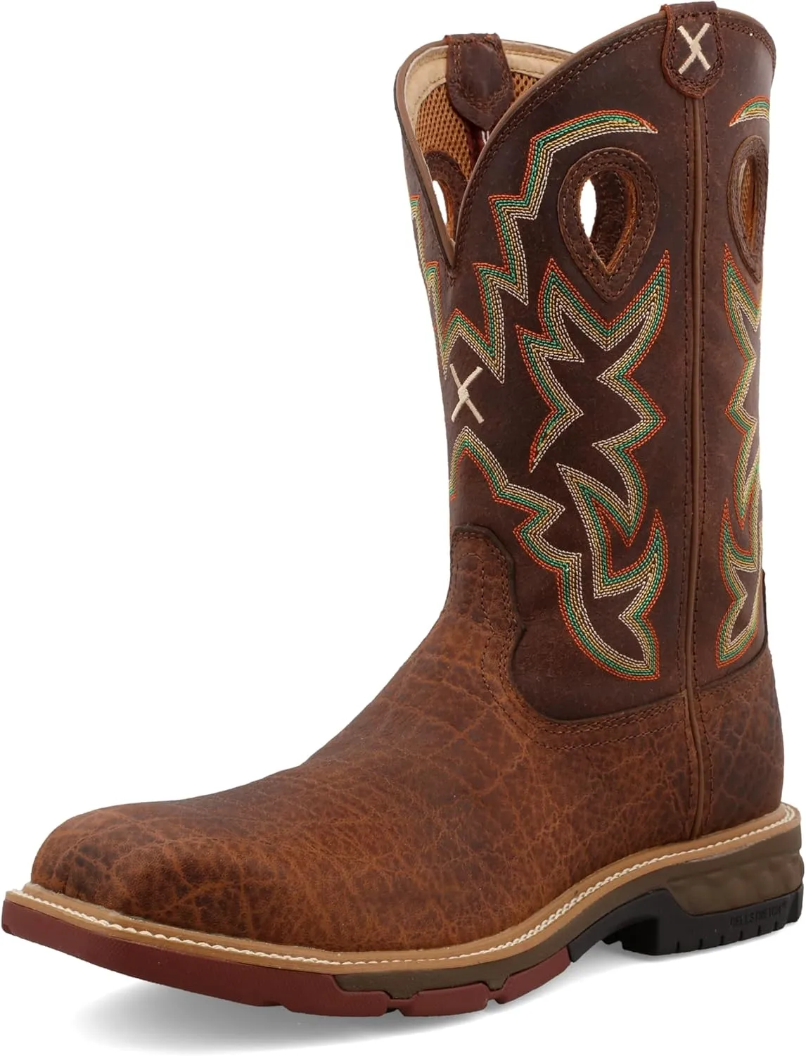 Twisted X Men's 12" Western Work Boot, Square Toe Nano Toe with CellStretch, Tan & Tan, 10 EE
