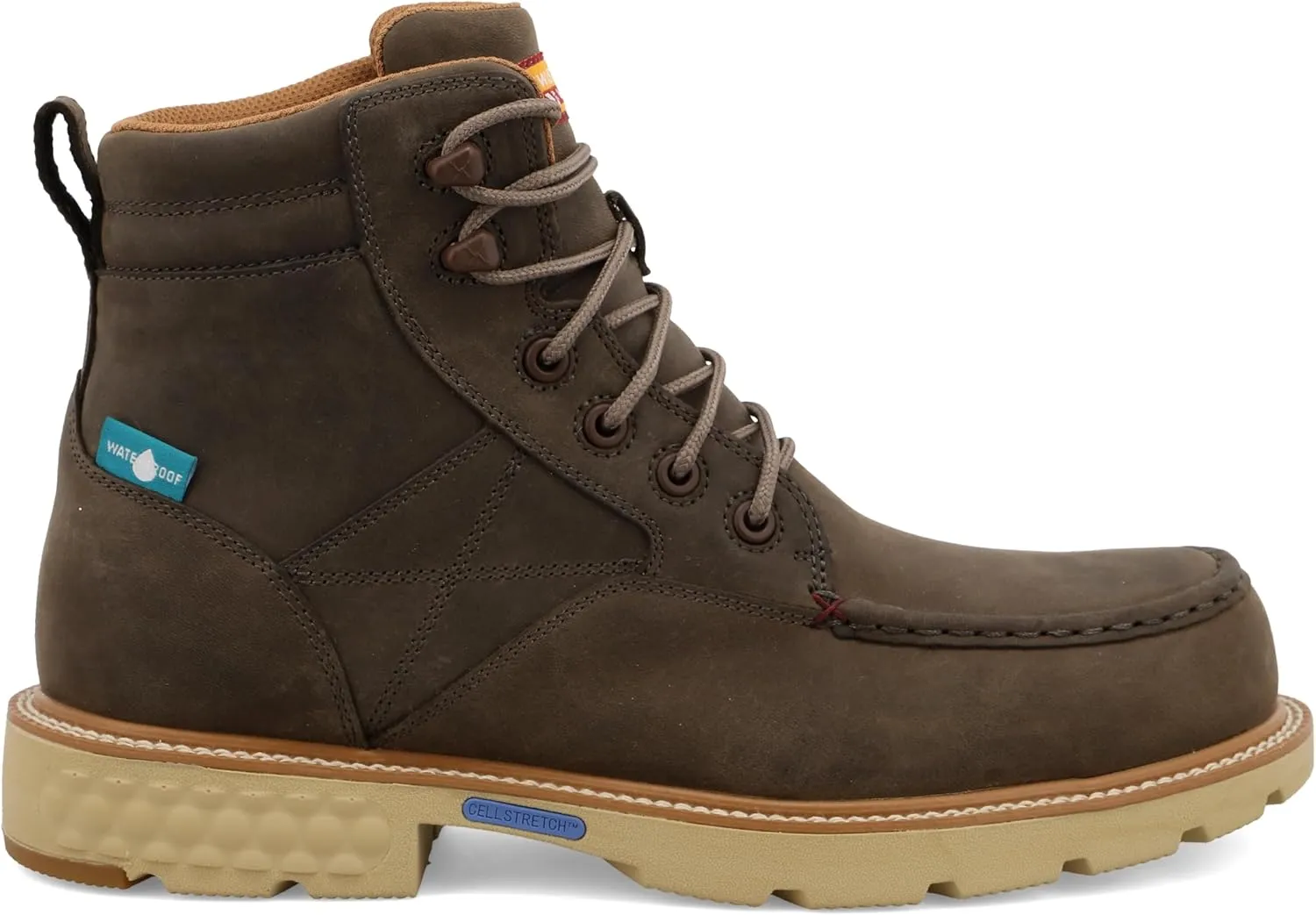 Twisted X Men's 6" Work Boot, Moc Toe Nano Toe with CellStretch