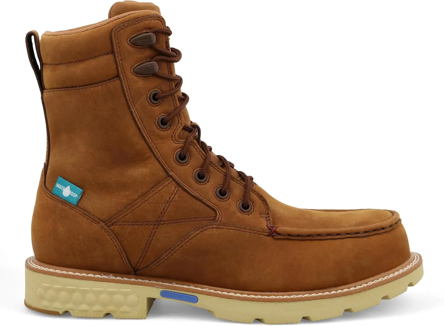 Twisted X Men's 8" Work Boot, Moc Toe Nano Toe with CellStretch