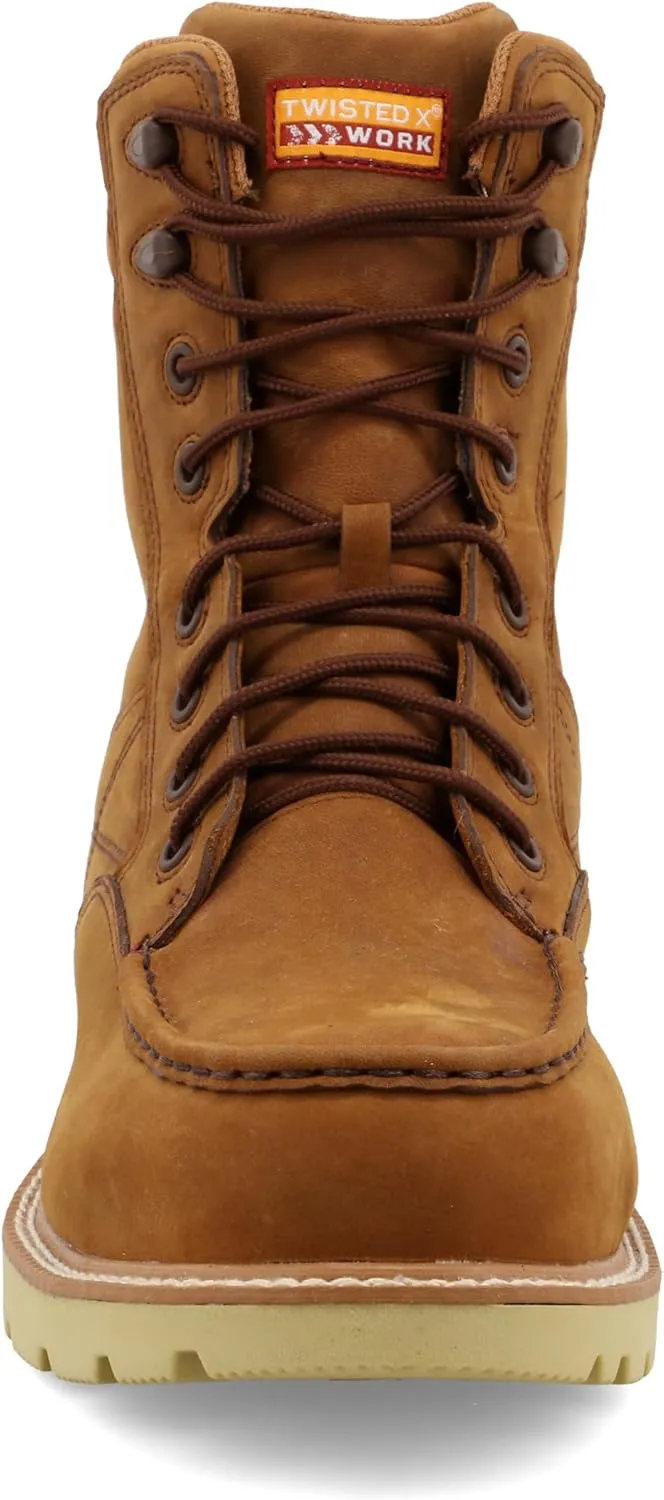 Twisted X Men's 8" Work Boot, Moc Toe Nano Toe with CellStretch