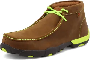Twisted X Men's Work Chukka Driving Moc, Moc Toe Steel Toe, Distressed Saddle & Yellow, 10 W