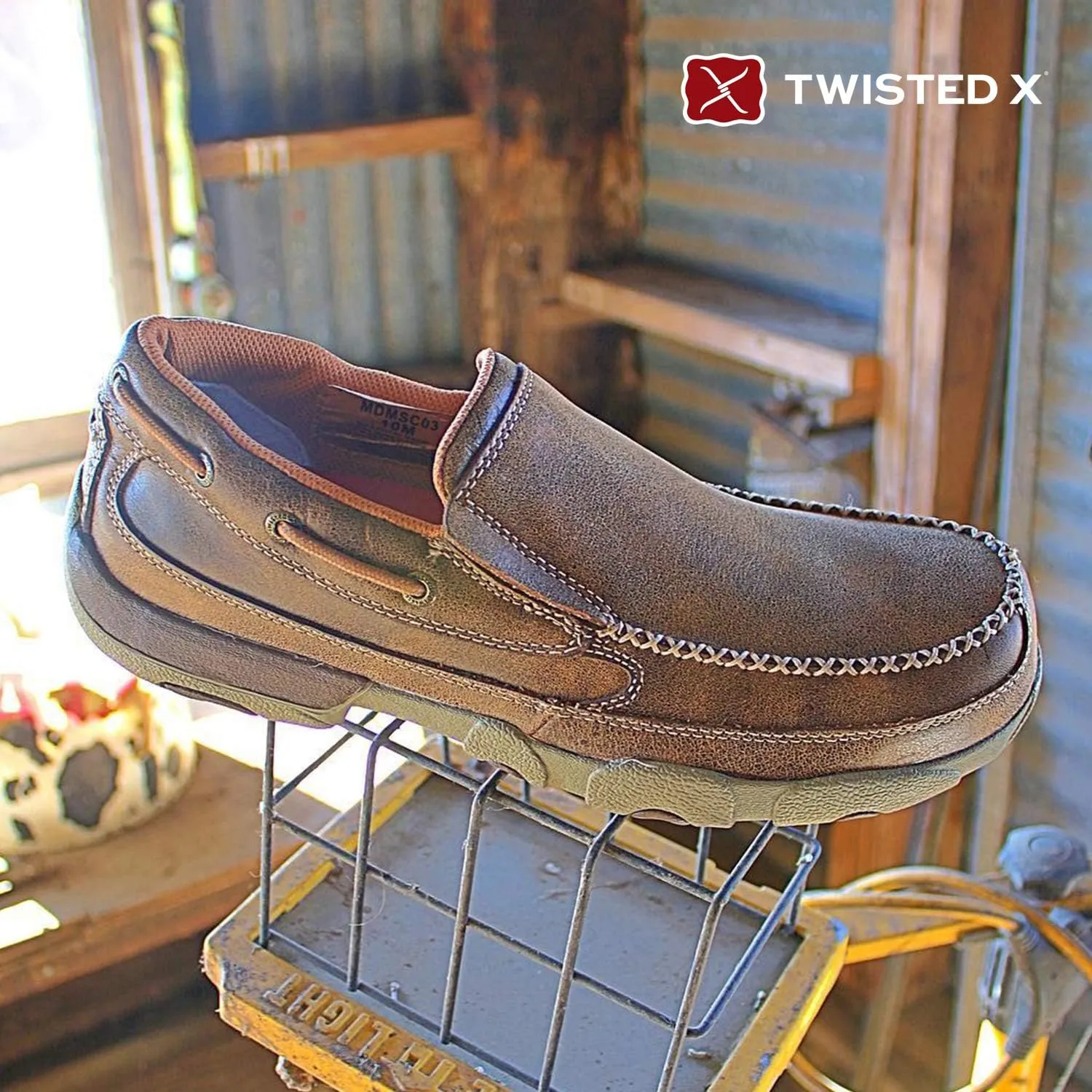 Twisted X Men's Work Slip-On Driving Moc, Moc Toe Composite Toe