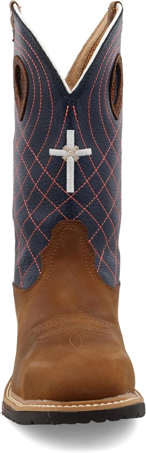 Twisted X Women's 11" Western Work Boot, Square Toe Alloy Toe with CellStretch