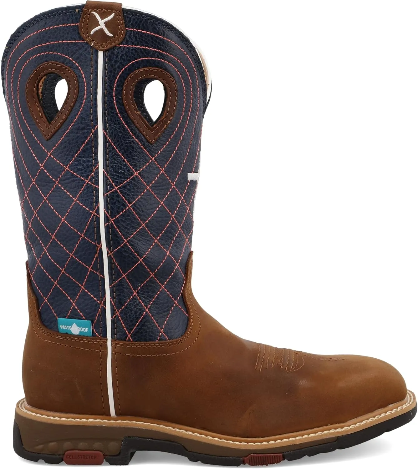 Twisted X Women's 11" Western Work Boot, Square Toe Alloy Toe with CellStretch